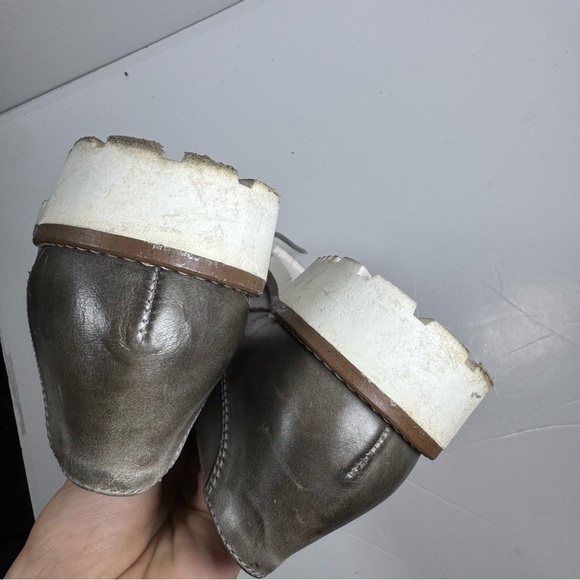 Romano Sicari Gray Leather Oxford Shoes Sz 38 7.5 Women Made in Italy Academia - Picture 11 of 13